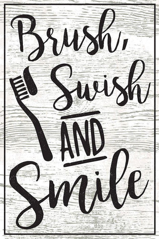 Brush, Swish, Smile White Modern Wood Framed Art Print with Double Matting by ND Art