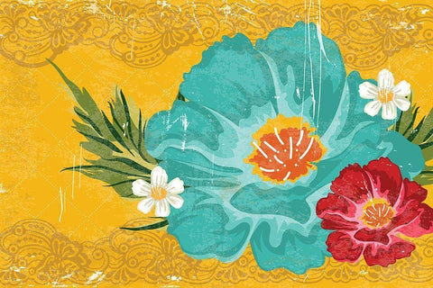 Floral II White Modern Wood Framed Art Print with Double Matting by ND Art