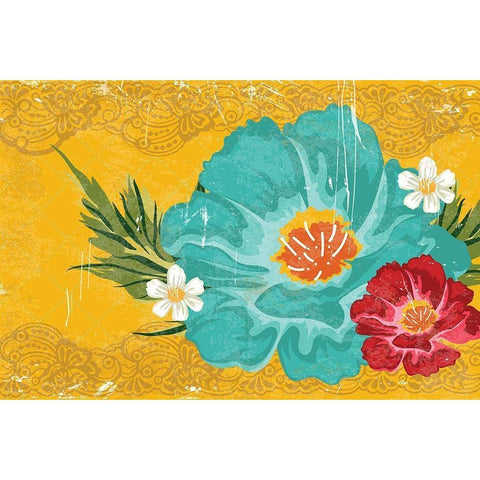 Floral II Black Modern Wood Framed Art Print by ND Art