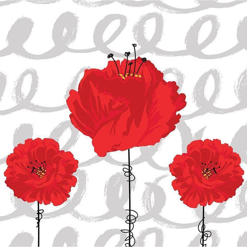 Poppy II Black Modern Wood Framed Art Print with Double Matting by ND Art