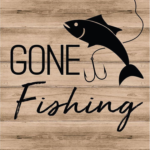 Gone Fishing White Modern Wood Framed Art Print by ND Art