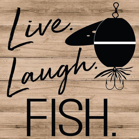 Live Laugh Fish Black Ornate Wood Framed Art Print with Double Matting by ND Art