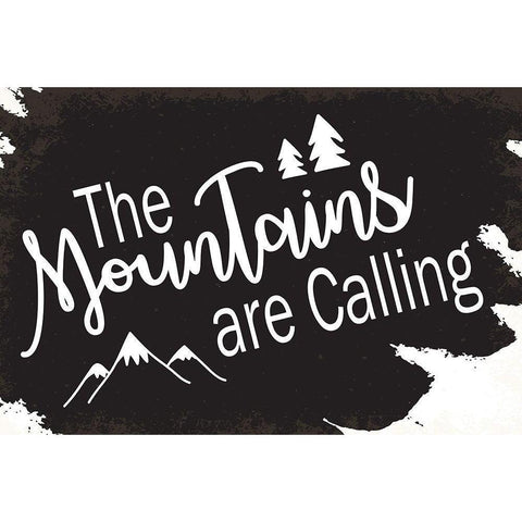 The Mountains are Calling White Modern Wood Framed Art Print by ND Art