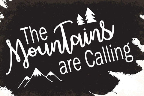 The Mountains are Calling White Modern Wood Framed Art Print with Double Matting by ND Art