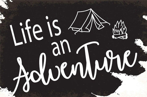 Life is An Adventure White Modern Wood Framed Art Print with Double Matting by ND Art