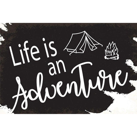 Life is An Adventure Black Modern Wood Framed Art Print by ND Art