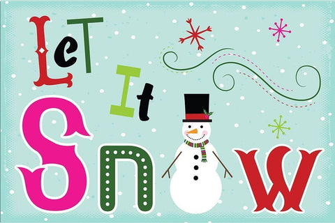 Let It Snow Black Ornate Wood Framed Art Print with Double Matting by ND Art