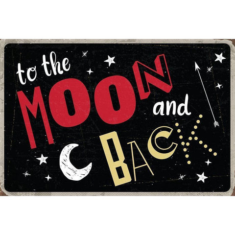 To the Moon and Back Black Modern Wood Framed Art Print by ND Art