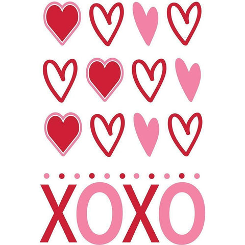 Hearts XoXo Black Modern Wood Framed Art Print with Double Matting by ND Art