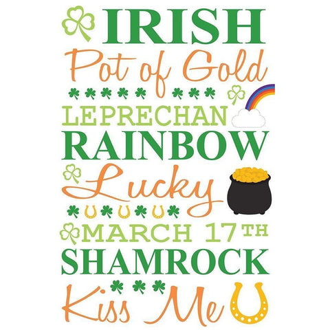 St. Patty Typography Gold Ornate Wood Framed Art Print with Double Matting by ND Art