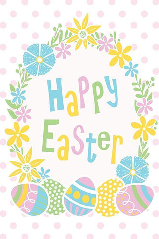 Happy Easter White Modern Wood Framed Art Print with Double Matting by ND Art