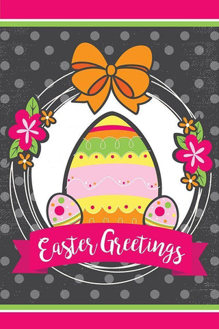 Easter Greetings White Modern Wood Framed Art Print with Double Matting by ND Art