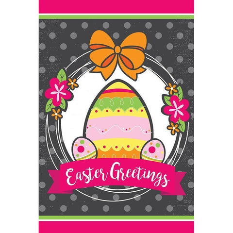 Easter Greetings Black Modern Wood Framed Art Print with Double Matting by ND Art