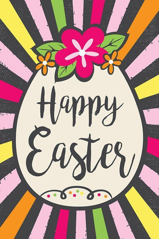 Happy Easter White Modern Wood Framed Art Print with Double Matting by ND Art