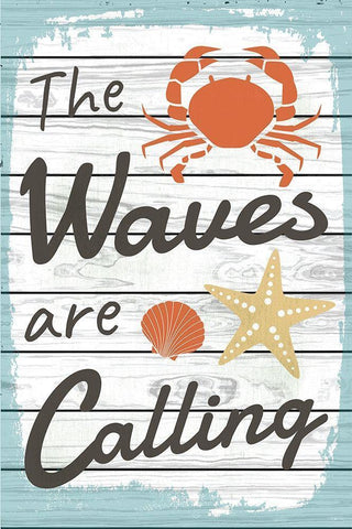The Waves are Calling White Modern Wood Framed Art Print with Double Matting by ND Art