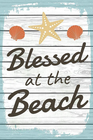 Blessed at the Beach White Modern Wood Framed Art Print with Double Matting by ND Art