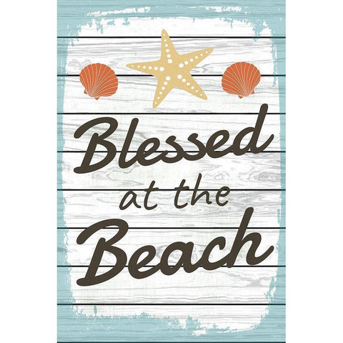 Blessed at the Beach Black Modern Wood Framed Art Print by ND Art