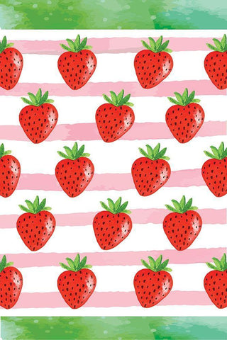 Strawberry Pattern Black Ornate Wood Framed Art Print with Double Matting by ND Art