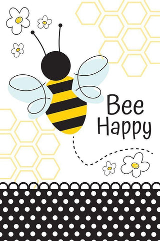 Bee Happy Black Ornate Wood Framed Art Print with Double Matting by ND Art