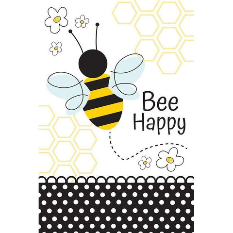 Bee Happy Black Modern Wood Framed Art Print by ND Art
