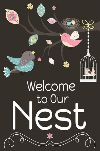 Welcome to Our Nest White Modern Wood Framed Art Print with Double Matting by ND Art