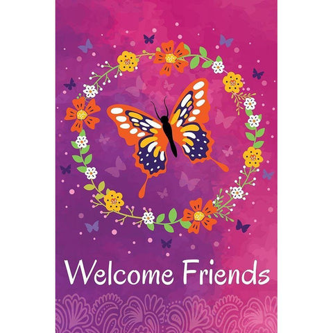 Welcome Friends Black Modern Wood Framed Art Print with Double Matting by ND Art