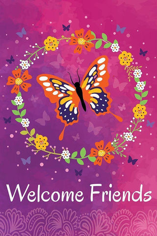 Welcome Friends Black Ornate Wood Framed Art Print with Double Matting by ND Art