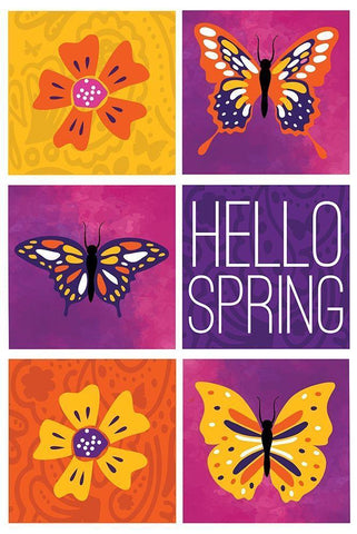 Hello Spring Black Ornate Wood Framed Art Print with Double Matting by ND Art