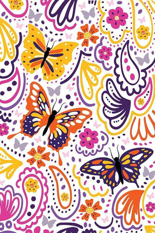 Butterfly Pattern Black Ornate Wood Framed Art Print with Double Matting by ND Art