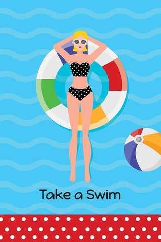 Take a Swim White Modern Wood Framed Art Print with Double Matting by ND Art