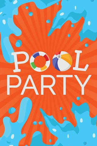 Pool Party White Modern Wood Framed Art Print with Double Matting by ND Art