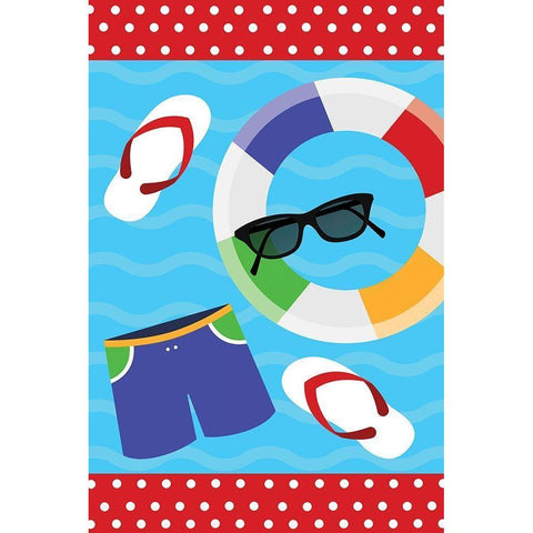 Pool Party Pattern White Modern Wood Framed Art Print by ND Art