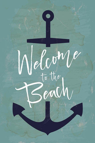 Welcome to the Beach White Modern Wood Framed Art Print with Double Matting by ND Art