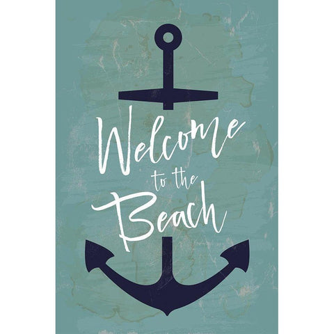 Welcome to the Beach Black Modern Wood Framed Art Print by ND Art