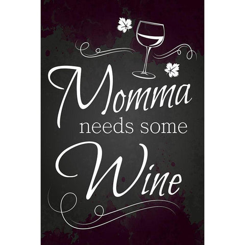 Momma Needs Some Wine Black Modern Wood Framed Art Print with Double Matting by ND Art