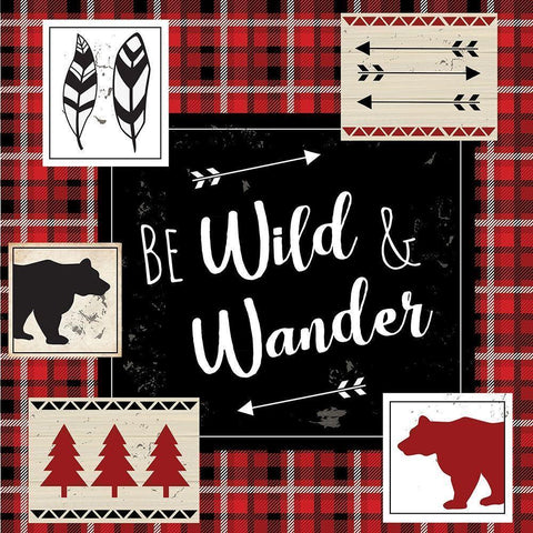 Be Wild and Wander Black Modern Wood Framed Art Print by ND Art