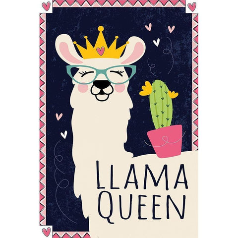 Llama Queen Black Modern Wood Framed Art Print by ND Art