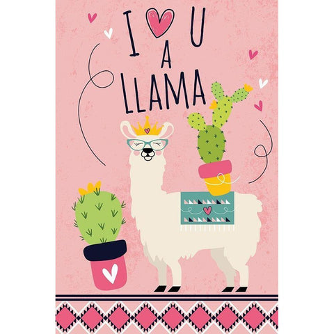 I Love You a Llama White Modern Wood Framed Art Print by ND Art