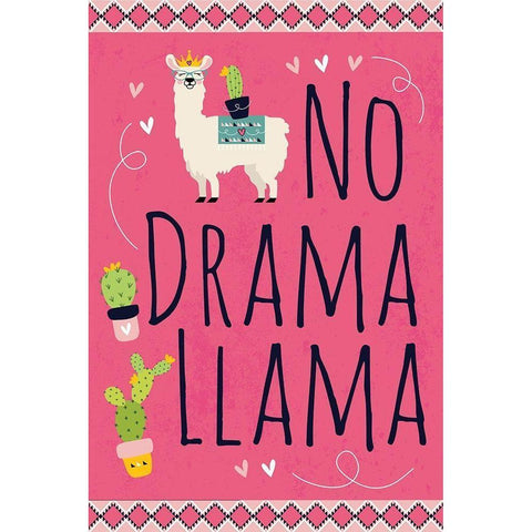 No Drama Llama Black Modern Wood Framed Art Print by ND Art