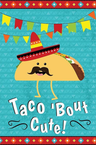 Taco Bout Cute White Modern Wood Framed Art Print with Double Matting by ND Art