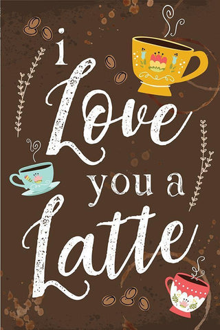 I Love You a Latte White Modern Wood Framed Art Print with Double Matting by ND Art
