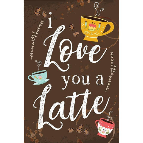 I Love You a Latte White Modern Wood Framed Art Print by ND Art