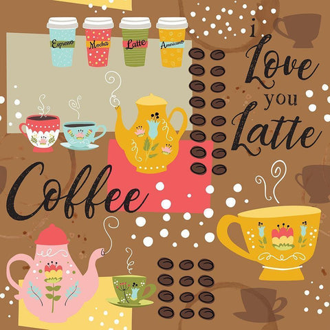 I Love You a Latte IV White Modern Wood Framed Art Print by ND Art