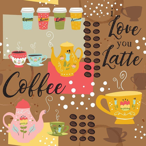 I Love You a Latte IV Black Ornate Wood Framed Art Print with Double Matting by ND Art