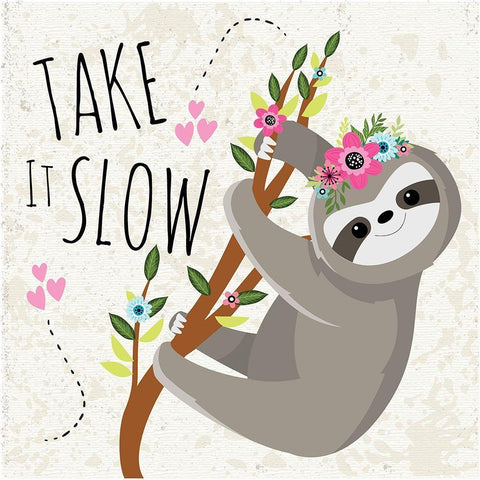 Take It Slow White Modern Wood Framed Art Print with Double Matting by ND Art