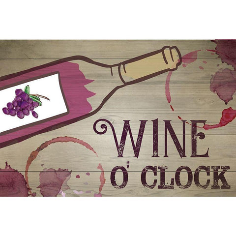 Wine O Clock Gold Ornate Wood Framed Art Print with Double Matting by ND Art