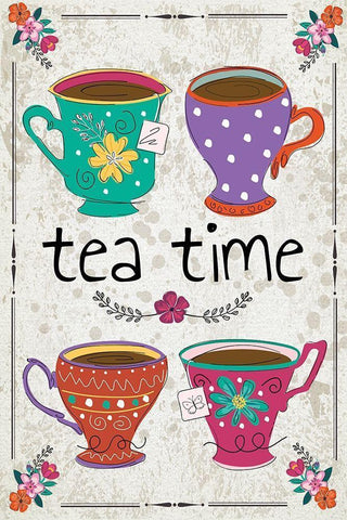Tea Time Black Ornate Wood Framed Art Print with Double Matting by ND Art
