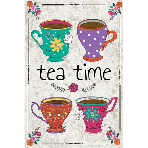 Tea Time Gold Ornate Wood Framed Art Print with Double Matting by ND Art
