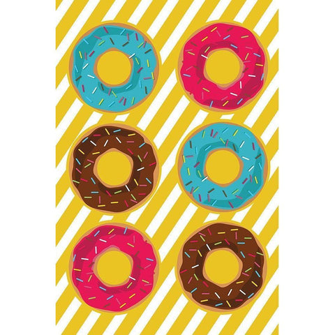 Donuts Black Modern Wood Framed Art Print with Double Matting by ND Art