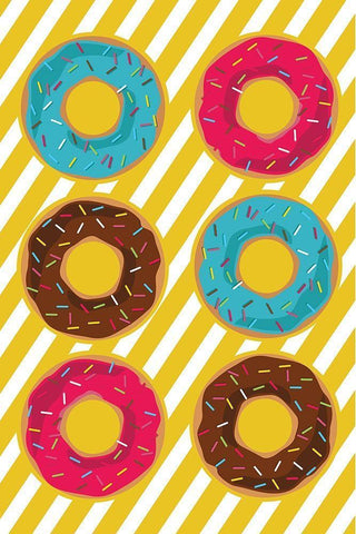 Donuts White Modern Wood Framed Art Print with Double Matting by ND Art